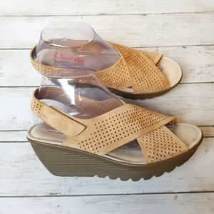 Skechers Perforated Suede Slingback Demi-Wedges